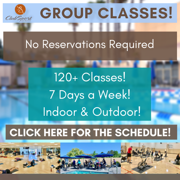 120 plus classes, 7 days a week, indoor and outdoor. Click here for the schedule.